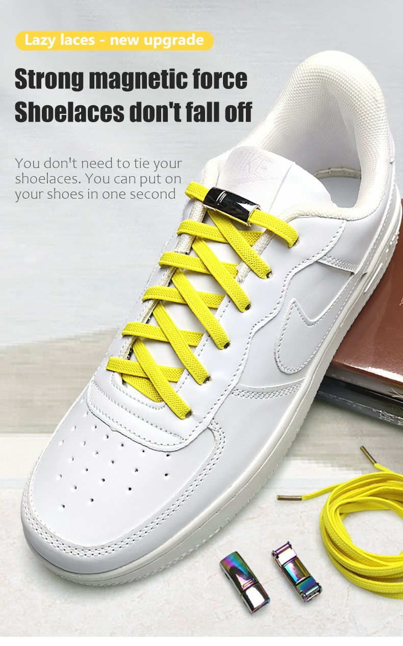 New Magnetic Secure Snap Shoelaces No Tie Elastic Shoelaces Laces with  Magnetic